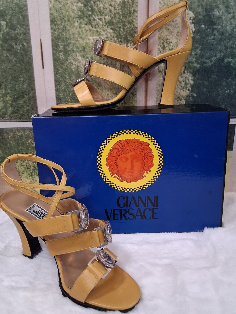 ​RARE Vintage Gianni Versace 90s Medusa Rhinestone Buckle Strappy Heels EU 38.5